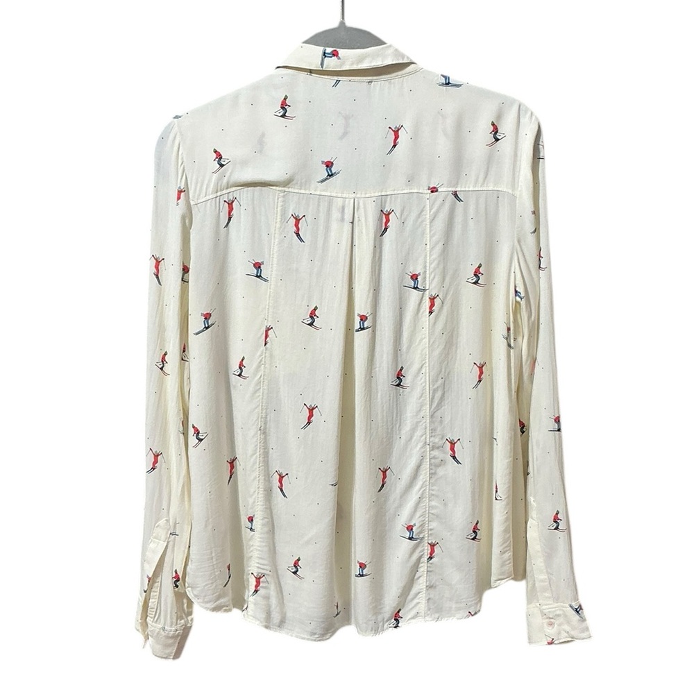 ANTHROPOLOGIE Maeve Conversationalist Aprés Ski Blouse 10 20” P2P Cream EUC - Picture 6 of 9